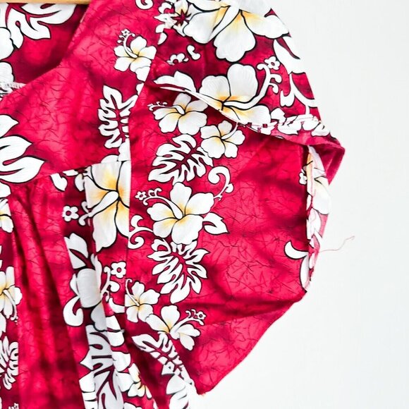 Vintage Hawaiian Togs Floral Red White Hawaiian Midi Dress M - Picture 6 of 8